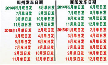 郑州到襄阳名片正面
